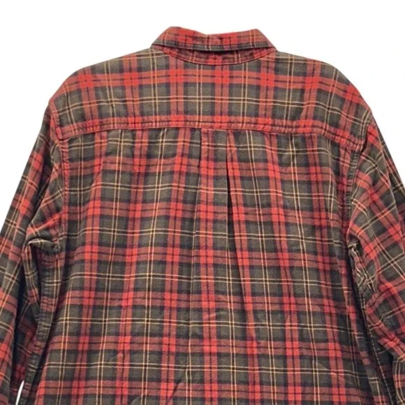 LL Bean Mens Flannel Shirt Mens Green Large - Picture 5 of 14